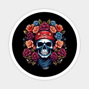 skull with flowers Magnet